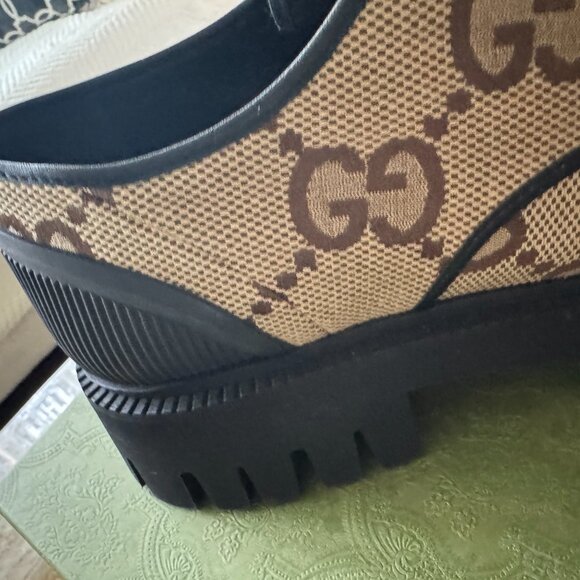 New Gucci Maxi GG Supreme Canvas Men Lace-Up Shoes - Picture 7 of 12